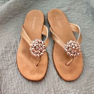 Beaded Tan Sandals